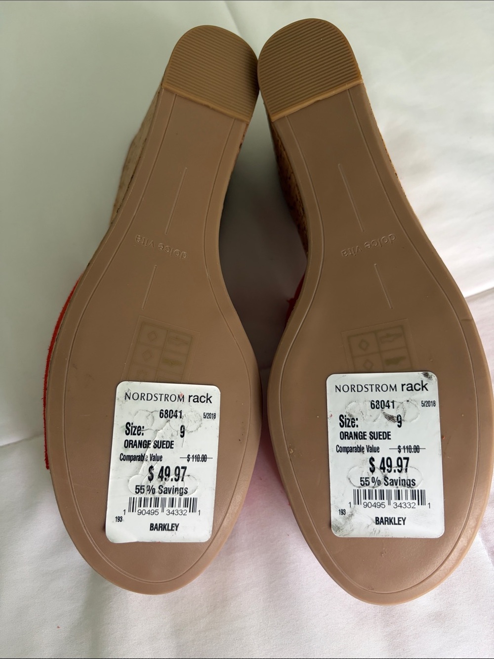 Dolce Vita Orange Suede Cork Wedge Mules - Picture 9 of 10